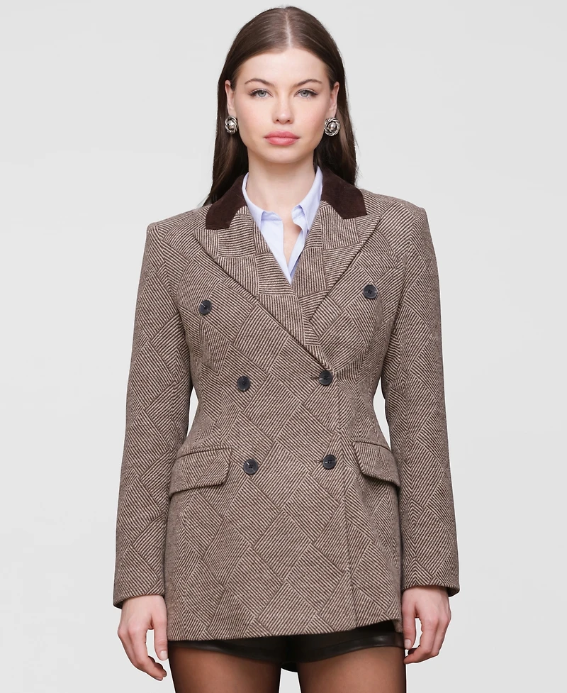 Avec Les Filles Women's Double-Breasted Blazer Coat