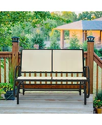 Gymax Patio Swing Glider Bench Loveseat Rocking Chair Backyard Poolside