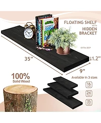 Sorbus 2 Pack 35" Solid Wood Floating Shelves - for Bathroom Decor, Books, Bedroom & Living Room