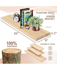 Sorbus 2 Pack 35" Solid Wood Floating Shelves - for Bathroom Decor, Books, Bedroom & Living Room