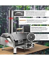 Mondawe 12" Outdoor Premium Stainless Steel Pizza Oven,Portable Automatic Rotatable Multi-Oven