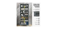 Tall Bathroom Cabinet Large Floor Storage Cabinet with Acrylic Doors and 3 Cubes