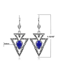 American West Jewelry Sterling Silver Lapis Arrowhead Lever Back Earrings