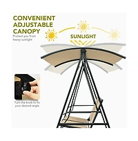 2 Person Patio Swing with Weather Resistant Glider and Adjustable Canopy