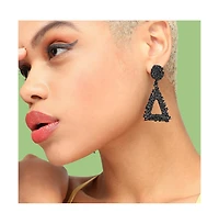 Sohi Women's Pink Corroded Drop Earrings