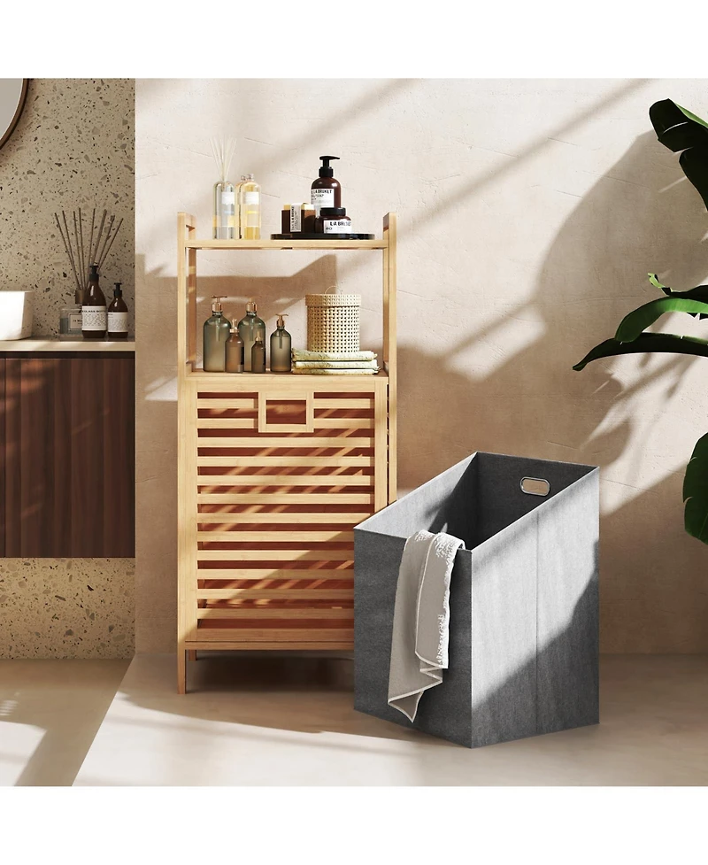 Volenca 2-Tier Bamboo Tilt out Laundry Hamper with Foldable and Removable Basket