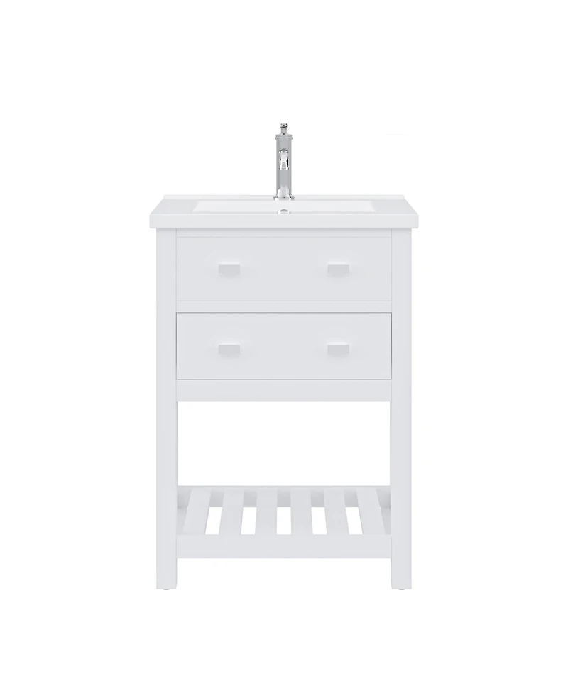 Viola 24 in. W Bath Vanity in Pure White with Ceramic Vanity Top in White with Integrated White Basin