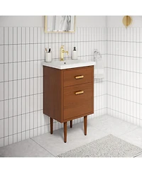 Brandy 20.5 in. W x 15.7 in. D x 34.5 in . H Bath Vanity in Honey Walnut with White Ceramic Top