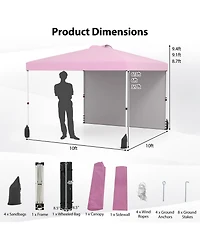10 X 10 Ft Pop up Canopy Tent with 1 Sidewall and Wheeled Bag