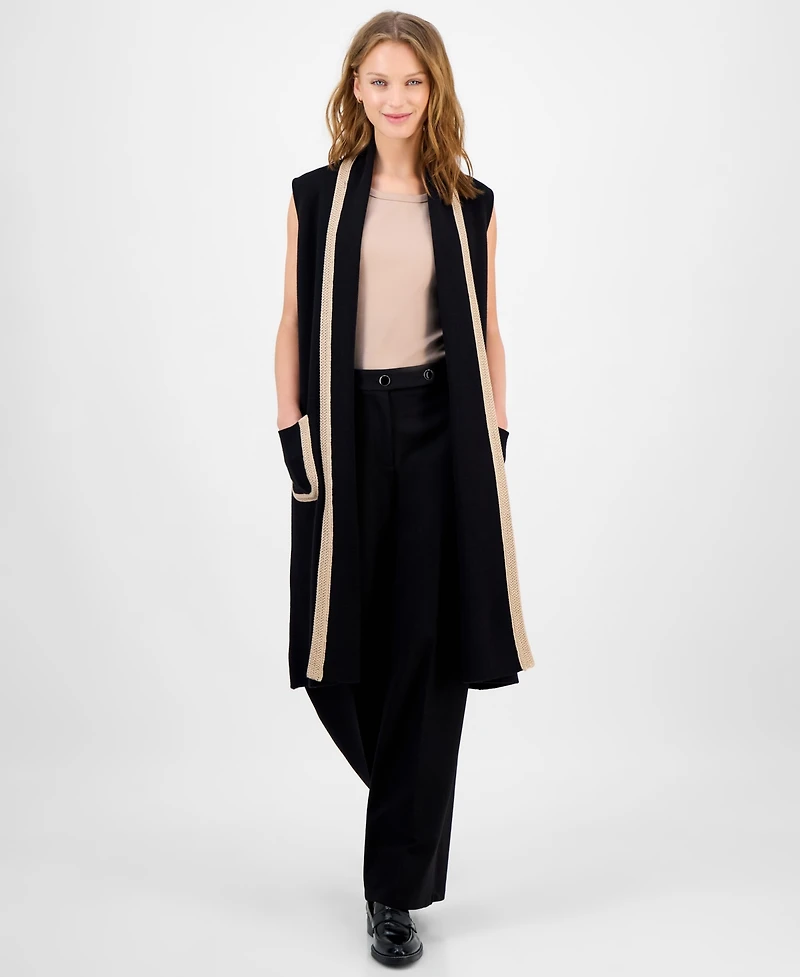 T Tahari Women's Sleeveless Open-Front Cardigan