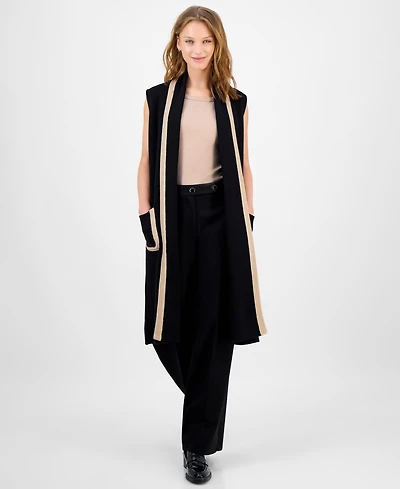T Tahari Women's Sleeveless Open-Front Cardigan