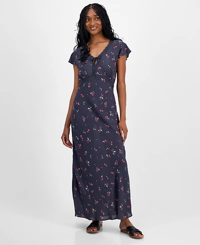 Lucky Brand Women's Floral-Print Lace-Trim Slip Dress