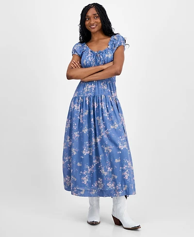 Lucky Brand Women's Floral-Print Cinched-Waist Midi Dress
