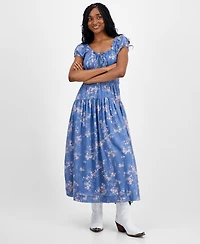 Lucky Brand Women's Floral-Print Cinched-Waist Midi Dress