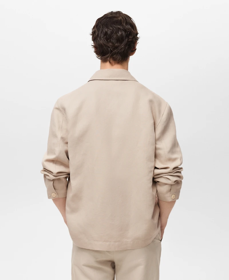 Mango Men's Straight-Fit Linen Overshirt