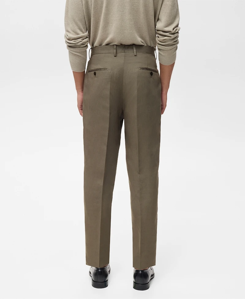 Mango Men's Slim-Fit Pleated Linen Pants