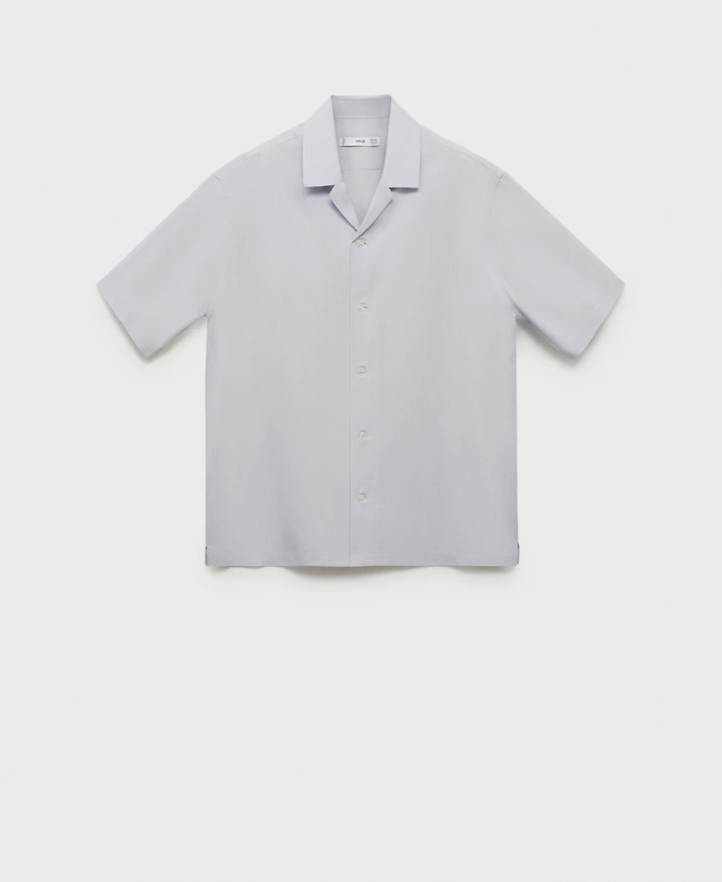 Mango Men's Lyocell-Linen Bowling-Collar Shirt