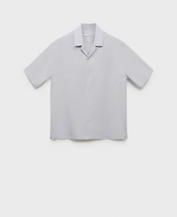 Mango Men's Lyocell-Linen Bowling-Collar Shirt