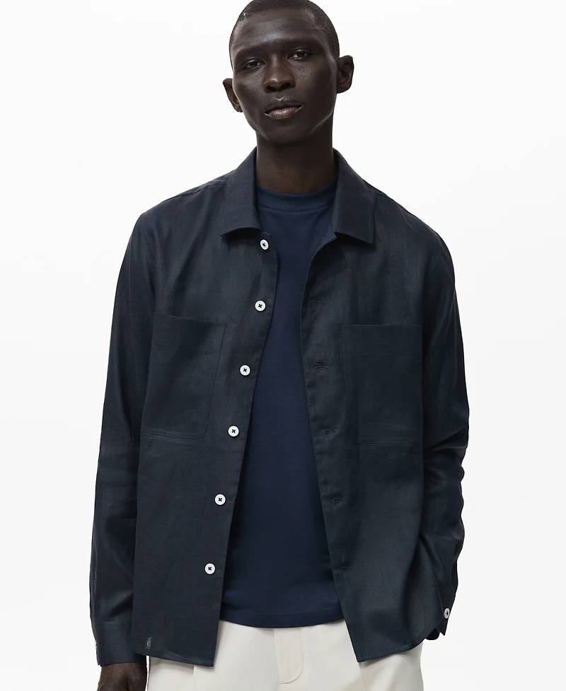 Mango Men's Linen Lightweight Overshirt