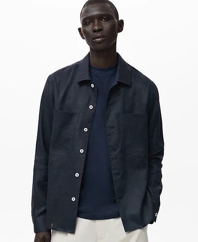 Mango Men's Linen Lightweight Overshirt