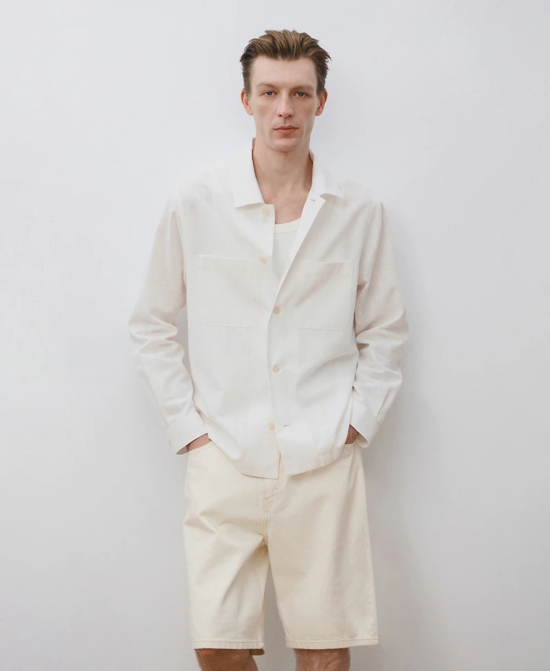 Mango Men's Pockets Linen Overshirt