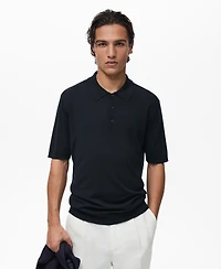Mango Men's Fine-Knit Lyocell Polo Shirt