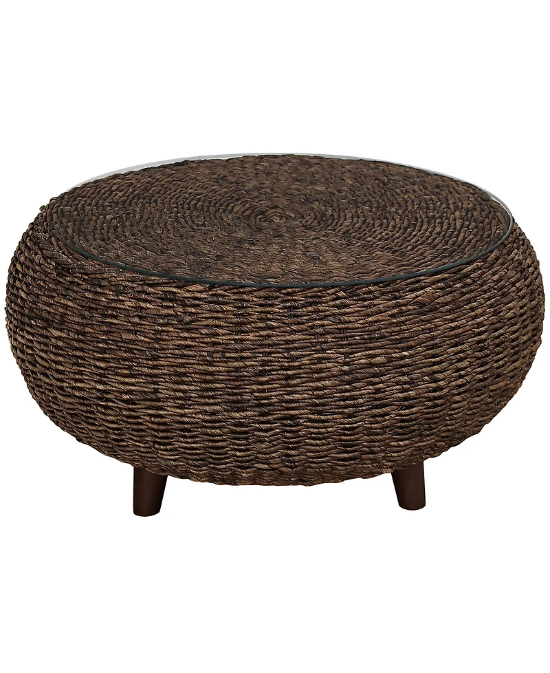 Gallerie Decor 31.5" Woven Rattan Stonebridge Coffee Table
