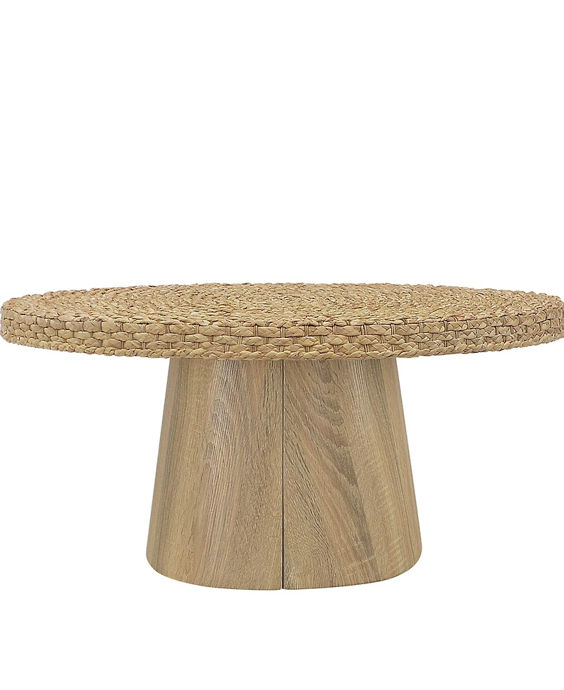 Gallerie Decor 34" Water Hyacinth Woven Top Round Coffee Table