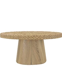 Gallerie Decor 34" Water Hyacinth Woven Top Round Coffee Table