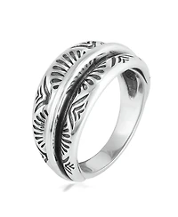 American West Jewelry Sterling Silver Etched Fan Tapered Ring, 11