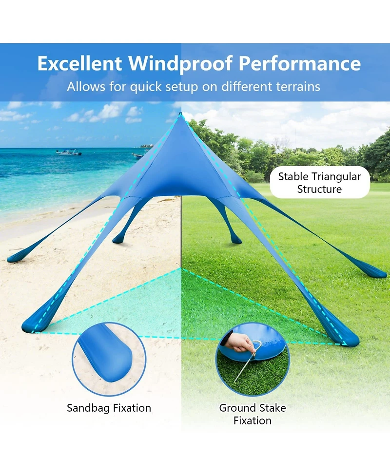 20 x Feet Beach Canopy Tent with UPF50+ Sun Protection and Shovel