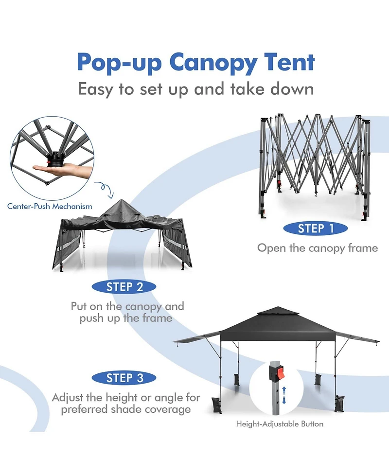 10 x 17.6 Feet Outdoor Instant Pop-up Canopy Tent with Dual Half Awnings