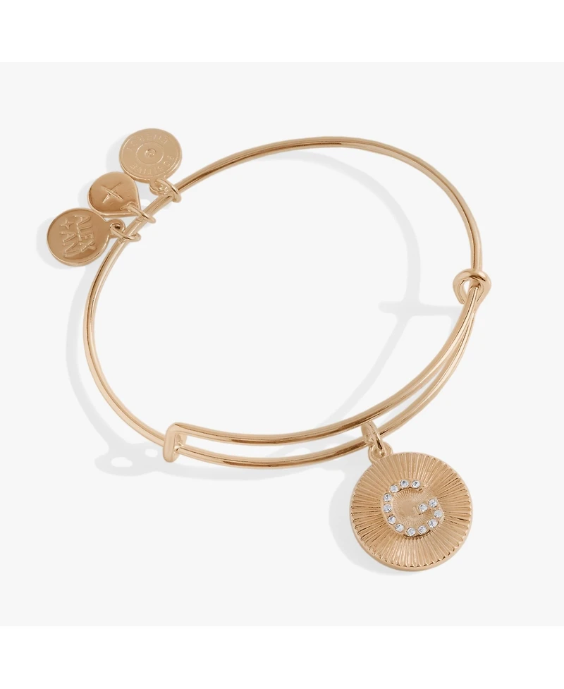 Pave Starburst Texture Initial Bangle Bracelet I