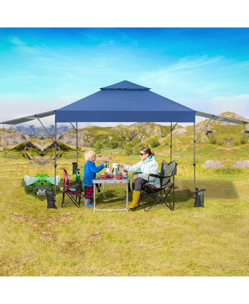 10 x 17.6 Feet Outdoor Instant Pop-up Canopy Tent with Dual Half Awnings