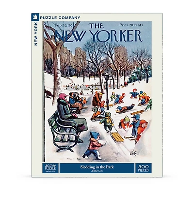New York Puzzle Company Sledding in the Park 500 Piece Puzzle