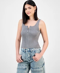 Bar Iii Women's Rib-Knit Zip-Front Sweater Tank Top, Exclusively at Macy's