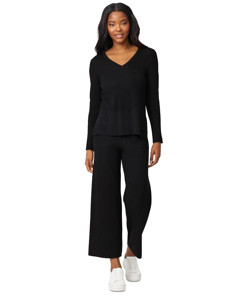 Melissa Paige Women's Ribbed-Knit V-Neck Tunic & Pant Sweater Set