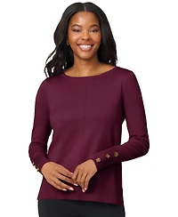 Melissa Paige Women's Button-Cuff Lightweight Tunic Sweater