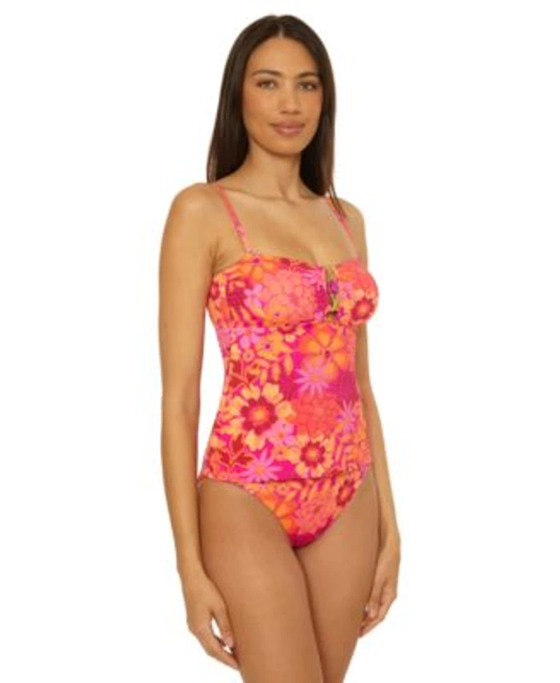 Becca Womens Copacabana Bandeau Tankini Top High Waist Bottoms