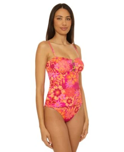 Becca Womens Copacabana Bandeau Tankini Top High Waist Bottoms