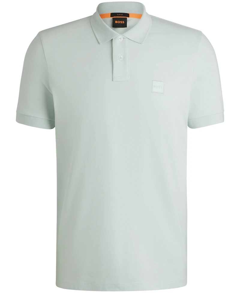 Boss by Hugo Men's Slim-Fit Stretch-Cotton Logo Patch Polo Shirt
