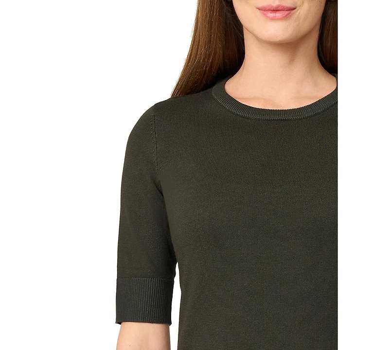 Melissa Paige Women's Crew-Neck Elbow-Sleeve Fine-Gauge Sweater