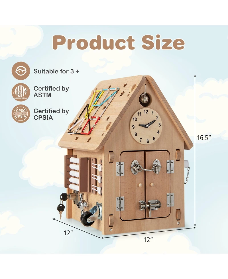 Multi-purpose Busy House with Sensory Games and Interior Storage Space