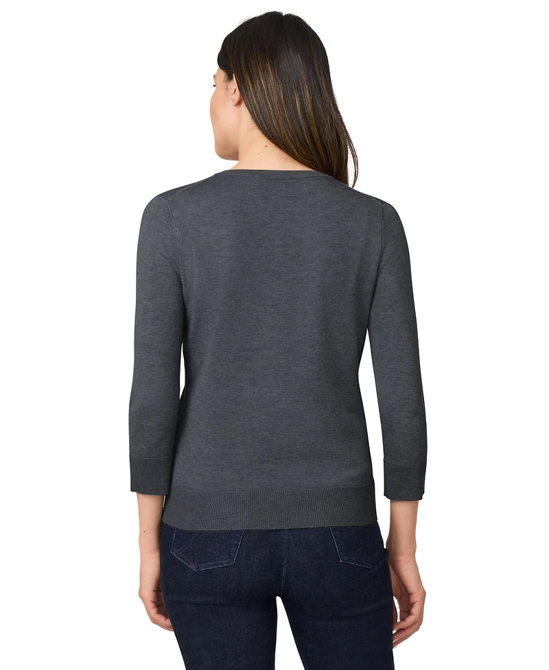 Melissa Paige Women's Crewneck Button-Front Cardigan