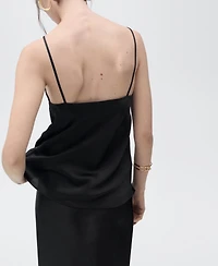 Mango Women's V-Neck Satin Top