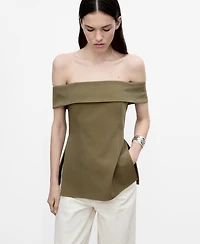 Mango Women's Fitted Off-The-Shoulder Top