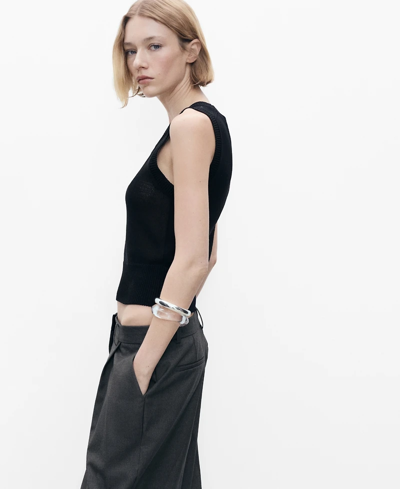 Mango Women's Low-Neck Knitted Top