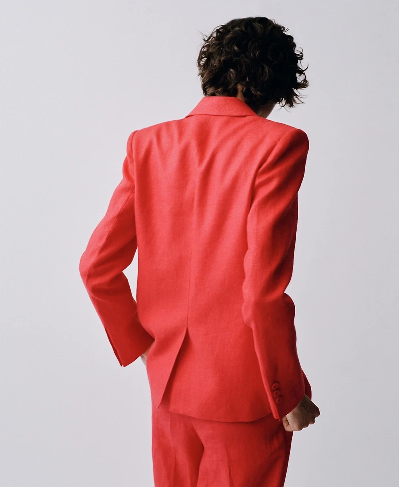 Mango Women's Double-Breasted Linen Suit Jacket