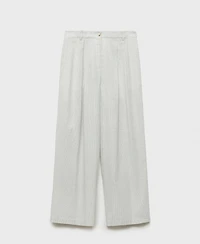 Mango Women's Straight-Fit Linen-Blend Suit Pants
