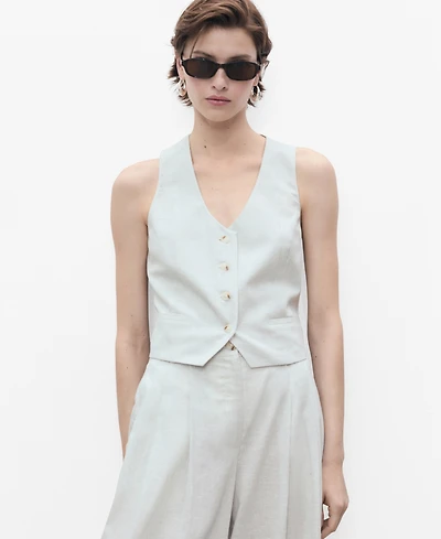 Mango Women's Linen-Blend Suit Vest